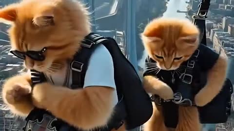 "Dogs’ Fake Parachute Prank: Cats Take the Fall!