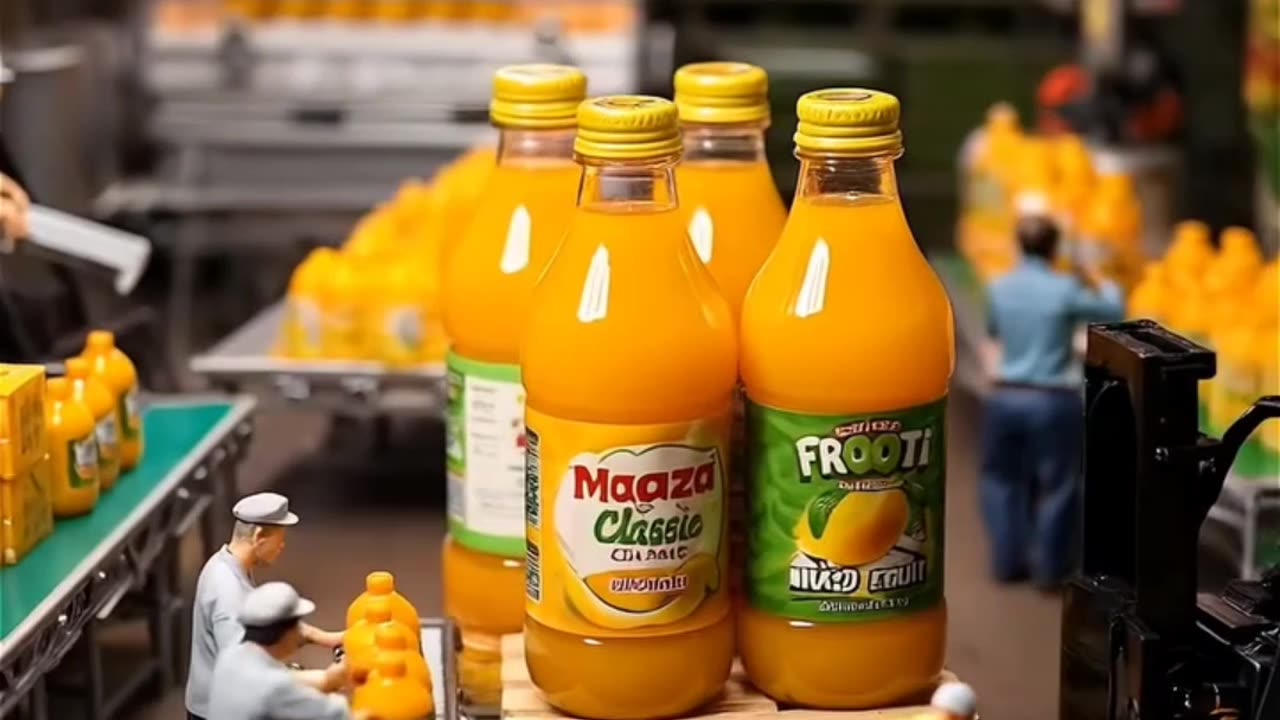 MINIATURE PEOPLE MAKING A GREAT MANGO JUICE!!