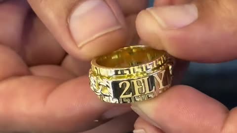 Real Gold Custom Eengraved Spinning Chino Ring