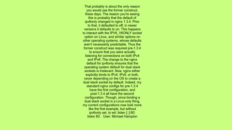 Do you need separate IPv4 and IPv6 listen directives in nginx