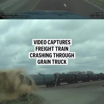 Dramatic crash between a grain truck and a freight train near Sleepy Eye, Minnesota