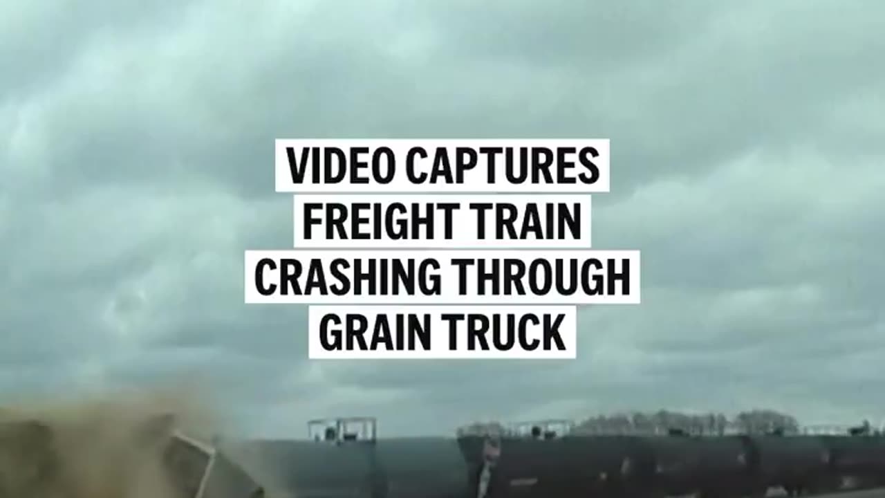 Dramatic crash between a grain truck and a freight train near Sleepy Eye, Minnesota