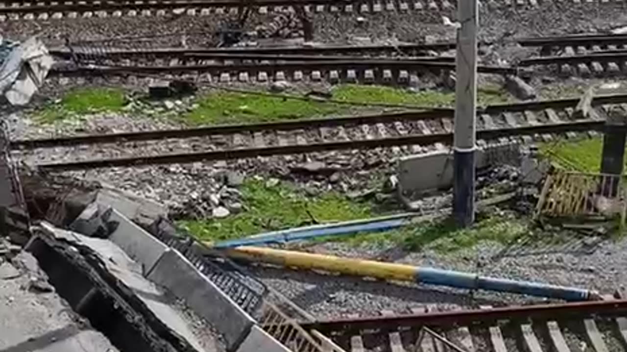 The Vostochny Bridge in Pokrovsk, destroyed by Russian Air Force strikes.
