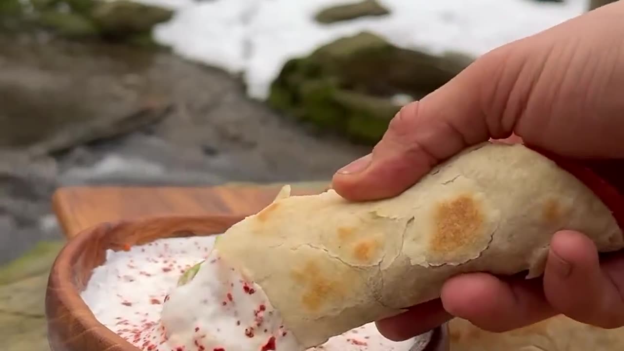 Self Cooking in a Natural Scenic view to enjoy Delicious Meal in Winter season