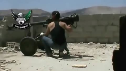 Syiran War BMP hit by B-11 recoiless rifle (FSA Southern Front) 2013.06.05