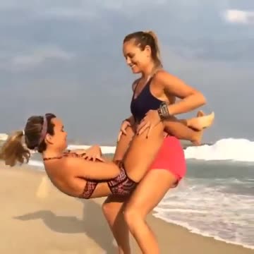 🏖️ "Beach Workout Vibes 🌊 | Two Fit Girls Crushing It Together 💪🔥"
