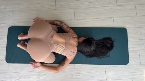 Yoga with Cute Light Brown outfit Full Body Stretch