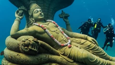 🌊 Anantashayana Awakens- Vishnu’s Sacred Sleep Beneath the Sea 🐍✨At sunrise, a team of Indian