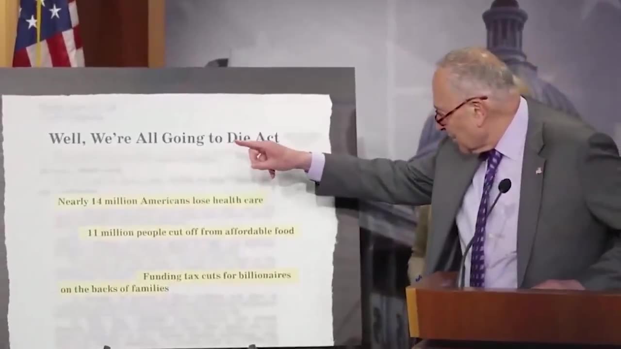 Schumer says "WE'RE ALL GOING TO DIE" if we pass the largest tax cut in history, block illegals from taxpayer-funded health care, & cut the deficit.