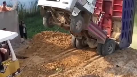 Skilled truck driver making road