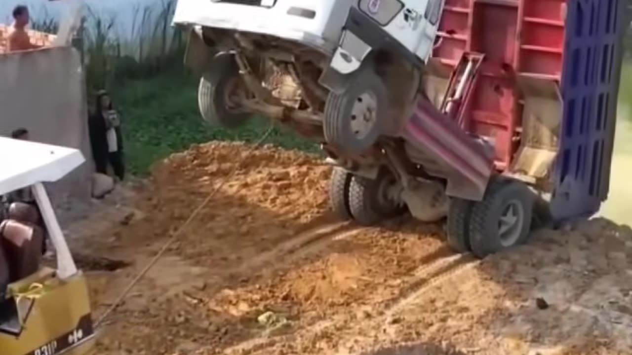 Skilled truck driver making road
