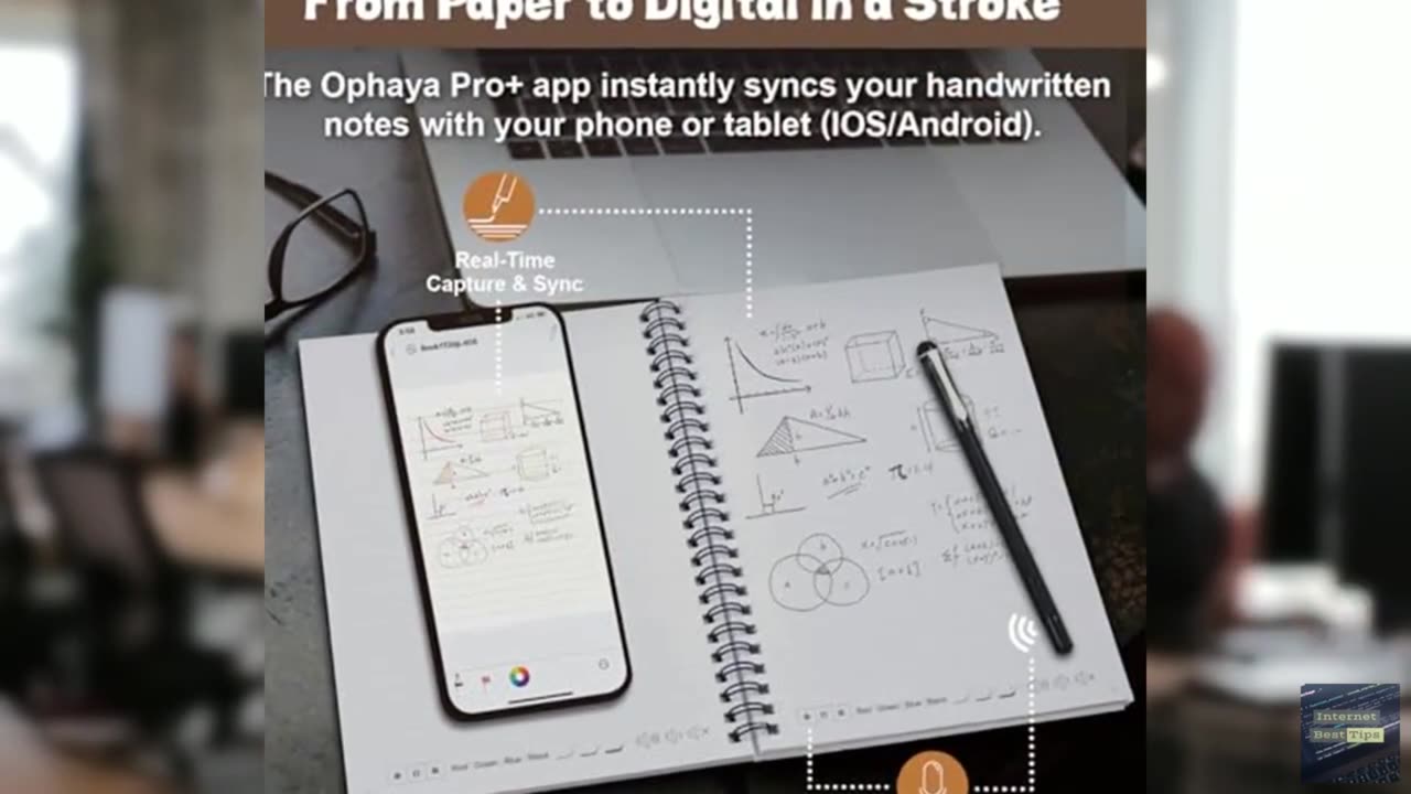 Ophaya Digital Sync Smart Pen and A5 Notebook(5-Pack) Set for Note Taking|Sync P