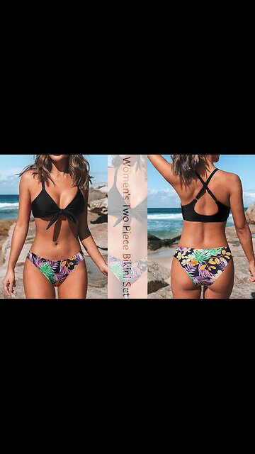 CUPSHE Women’s Floral Knot Bikini Set – Adjustable Two Piece Swimsuit for Beach, Pool & Vacation