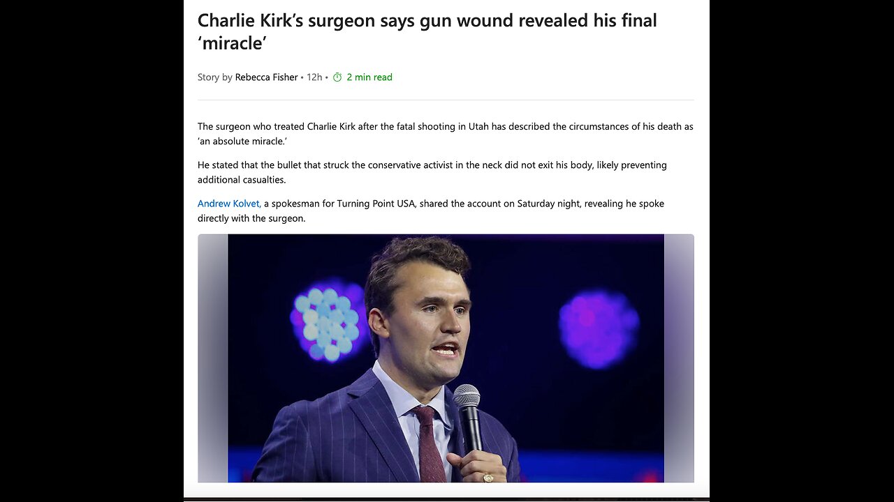 bombshell... charlie kirk, no exit bullet wound evidence... tampering with evidence, false flag ?