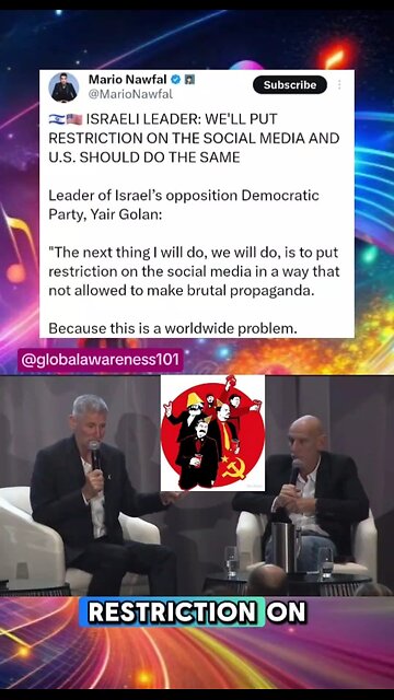 Israeli Zionist leader will put restrictions on Social Media and US should initiate it.