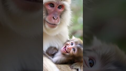 Baby Monkey Kisses Mom… Then Bursts Into Laughter!