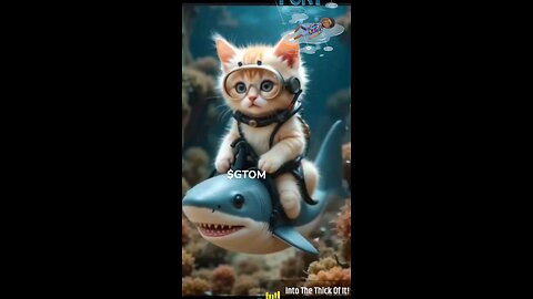 kitty Cat $GTOM rides a Shark into the deep ocean