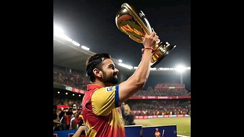 King Kohli lifting trophy