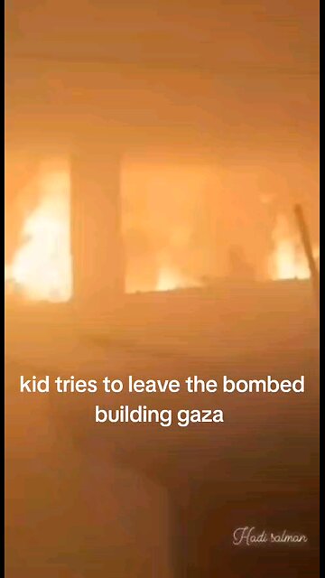 Palestine kid tries to leave blazing fire 🔥