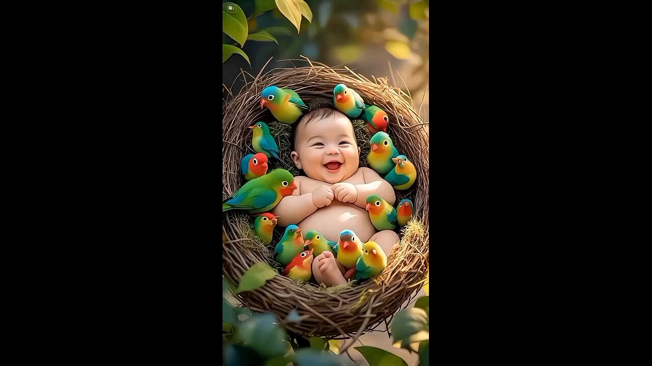 "Baby Laughs as Happy Bird Jumps in Nest – Cutest