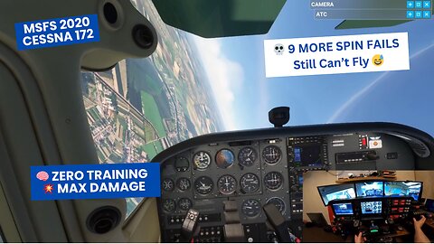 🌀💀 9 More Spin Fails in Cessna 172! Total Noob Emergency Practice Gone Wild ✈️ MSFS 2020