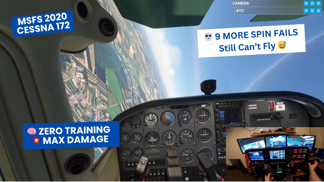 🌀💀 9 More Spin Fails in Cessna 172! Total Noob Emergency Practice Gone Wild ✈️ MSFS 2020