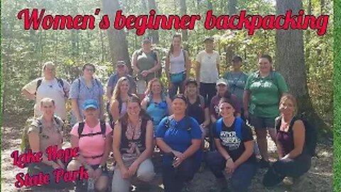 Women beginner backpacking class Lake Hope State Park