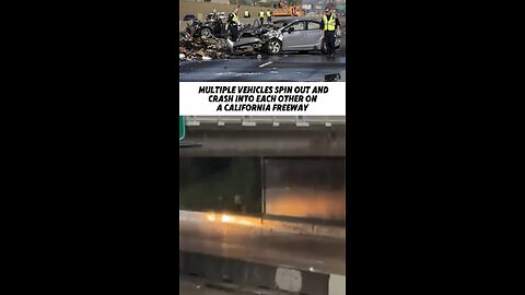 Multi-vehicle crash causes chaos on California freeway as cars spin out of control. #japd