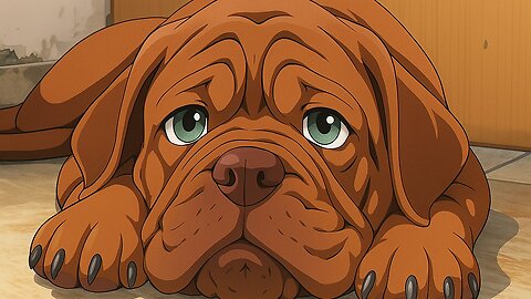 french mastiff eating dinner