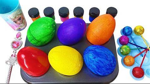 Satisfying Video Rainbow Mixing All Candy in Color EGGS Fruit Rainbow Glitter Lollipop Cutting ASMR