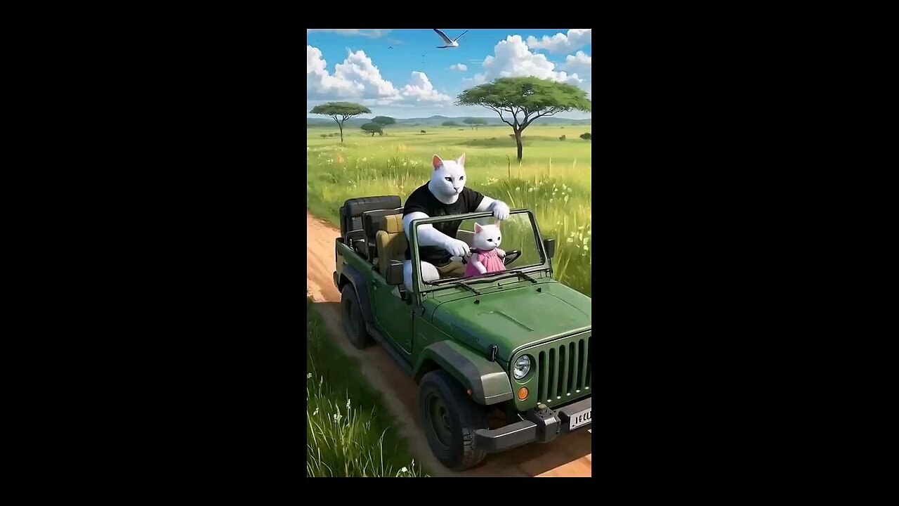Kitten get hit. Dad cat vs Rhino
