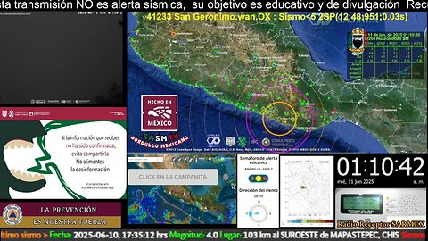 SISMO Magnitud 4.7 a 13 km al SUROESTE de PINOTEPA NACIONAL, OAX 11/06/25 01:10:12 #noameritoalerta