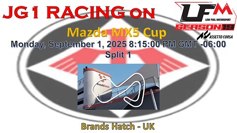 JG1 RACING on LFM - Mazda MX5 Cup - Brands Hatch - UK - Split 1