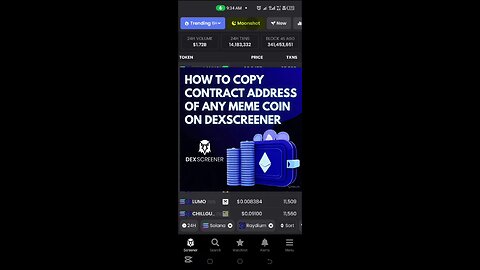 How to copy meme coin contract address on Dexscreener
