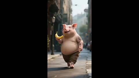 Funny Orange Cat Revenge the Pig