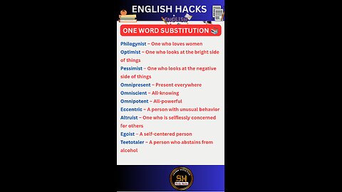 one word substitution । Most important for exam 01 #studyhacks123 #english #vocabulary #shorts