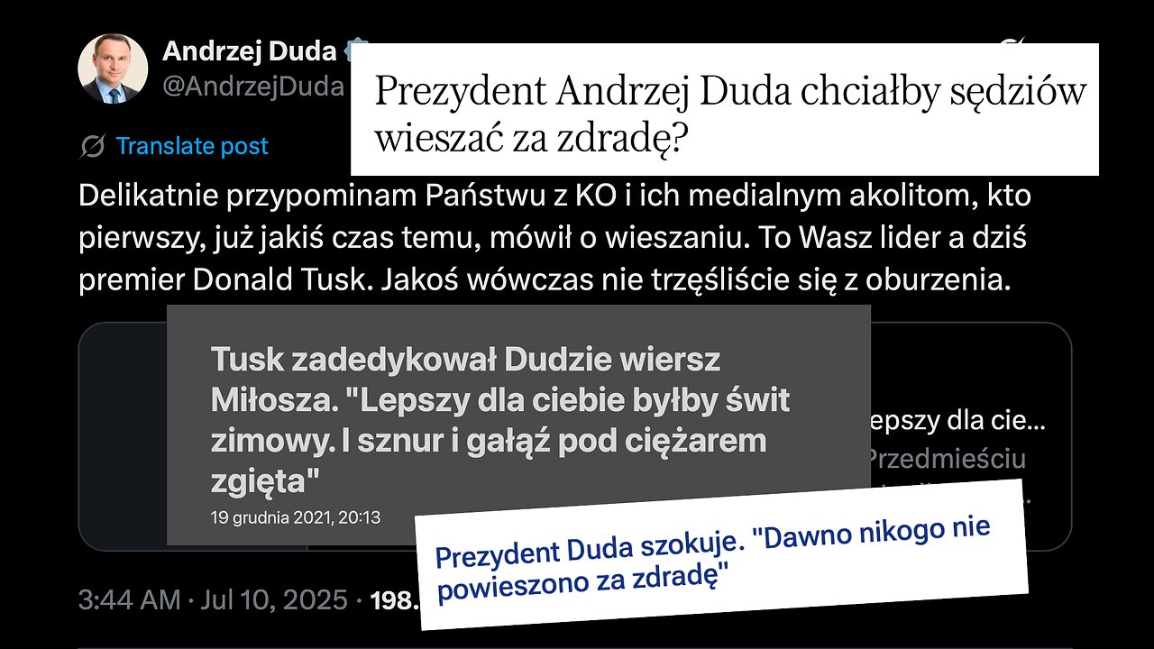 Max Kolonko: Duda , Tusk, sznur i gałąź - z MaxTVGO