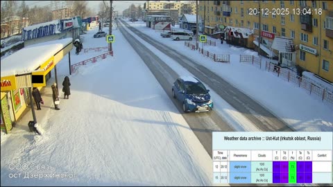 Siberia Winter -26°C in Ust Kut, Russia 20.12.2025 | Freezing/shivering woman waits 40 minutes!