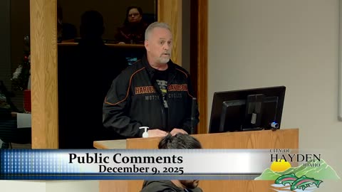 Dan - Public Comment - Hayden City Council Meeting - 12/9/25