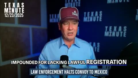 A 21-vehicle convoy on U.S. Highway 59 headed toward the Mexican border was stopped