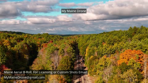 Maine B-Roll (No Sound): Aerial Views of Fall Foliage and Railroad Tracks in Gray, Maine Video 3