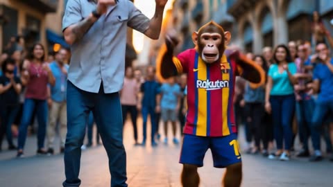 Messi with monkey ai generated video