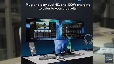 Plugable Thunderbolt 4 Dock for M4 MacBook Air & Pro: 100W Charging Driverless L