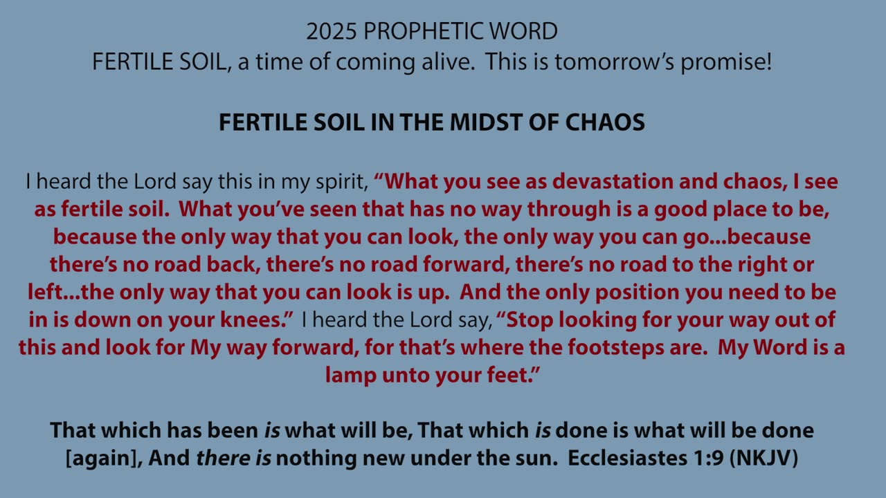 2025 Prophetic Word (Pt 3) - Fertile Soil - Pastor Jerry O'Brien