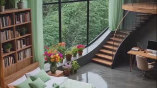 Stunning Sage Green Forest, Circular Bedroom, Smart Tiny Home Design.