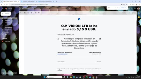 Surveytime - Encuestas - Mi primer pago de 5,15$ por Paypal
