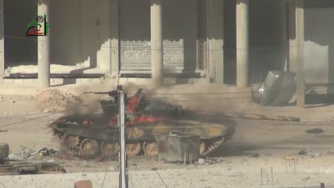 Syrian War Damascus, T-72 hit by RPG-29 2013.05.20