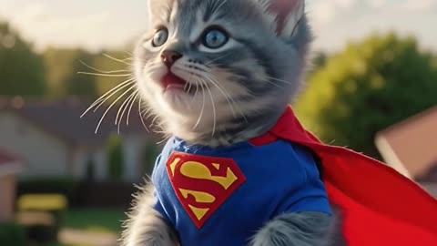 Super-Cat Saves the Day in Superman Costume 🐱🦸‍♂️ | #Shorts #CuteCats