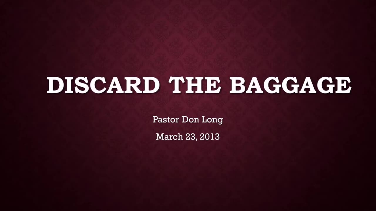 Discard Your Baggage... A Passover Journey (March 23, 2013)