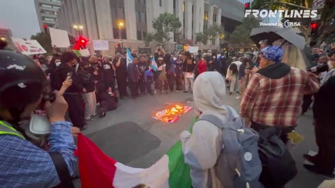 HAPPENING NOW_ Anti-ICE protesters burn America flags and wave Mexico flags